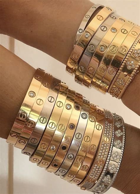 cartier love bracelets stacked